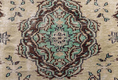Vintage Hand-Knotted Distressed Turkish Rug
