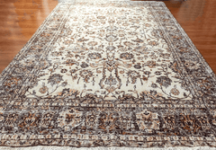 Vintage Hand-Knotted Distressed Turkish Rug