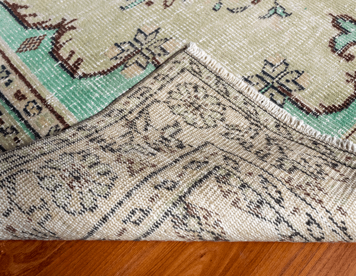 Vintage Hand-Knotted Distressed Turkish Rug