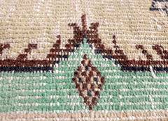 Vintage Hand-Knotted Distressed Turkish Rug