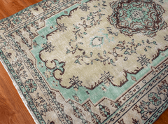 Vintage Hand-Knotted Distressed Turkish Rug