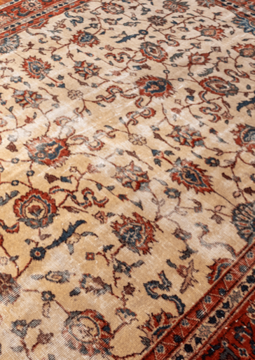 Vintage Hand-Knotted Distressed Turkish Rug