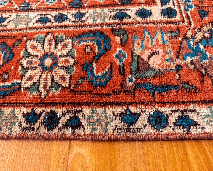 Vintage Hand-Knotted Distressed Turkish Rug