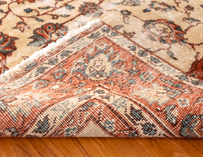Vintage Hand-Knotted Distressed Turkish Rug