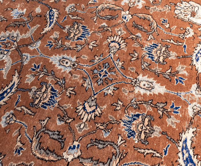 Vintage Hand-Knotted Distressed Turkish Rug