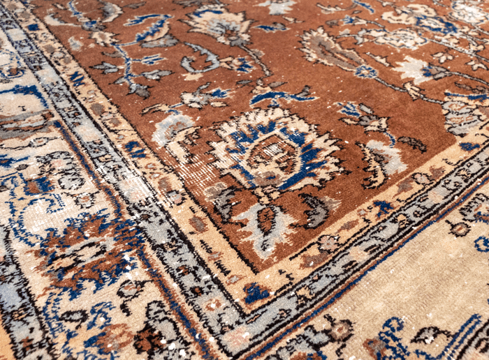 Vintage Hand-Knotted Distressed Turkish Rug