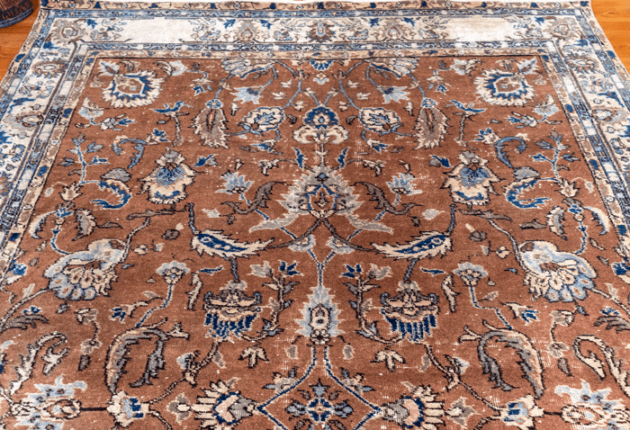 Vintage Hand-Knotted Distressed Turkish Rug