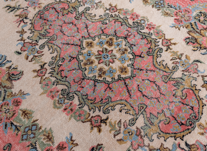 Vintage Hand-Knotted Distressed Turkish Rug