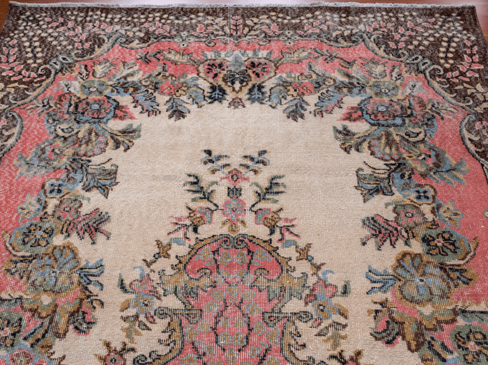Vintage Hand-Knotted Distressed Turkish Rug