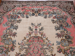 Vintage Hand-Knotted Distressed Turkish Rug