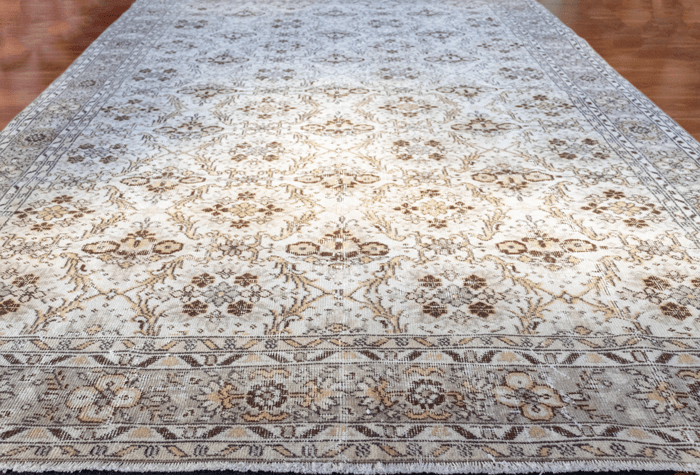 Vintage Hand-Knotted Distressed Turkish Rug