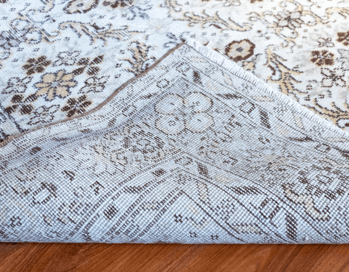 Vintage Hand-Knotted Distressed Turkish Rug