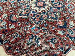 Vintage Hand-Knotted Distressed Turkish Rug