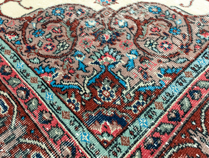 Vintage Hand-Knotted Distressed Turkish Rug