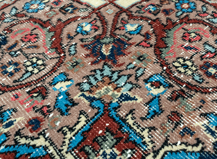 Vintage Hand-Knotted Distressed Turkish Rug