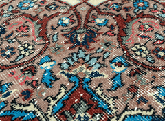 Vintage Hand-Knotted Distressed Turkish Rug
