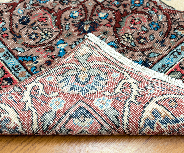 Vintage Hand-Knotted Distressed Turkish Rug