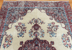 Vintage Hand-Knotted Distressed Turkish Rug