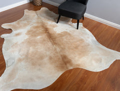 White And Beige Cowhide Rug