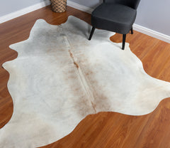 White And Beige Cowhide Rug