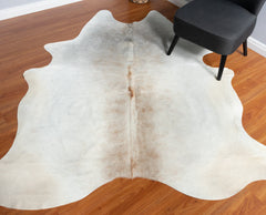 White And Beige Cowhide Rug