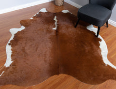Hereford Brown And White Cowhide Rug