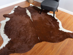 Hereford Brown And White Cowhide Rug