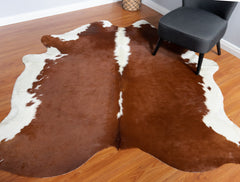 Hereford Brown And White Cowhide Rug