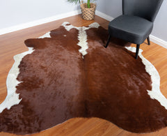 Hereford Brown And White Cowhide Rug