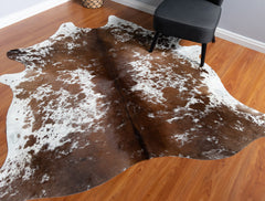 Salt Pepper Brown And White Cowhide Rug