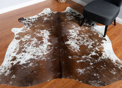 Salt Pepper Brown And White Cowhide Rug