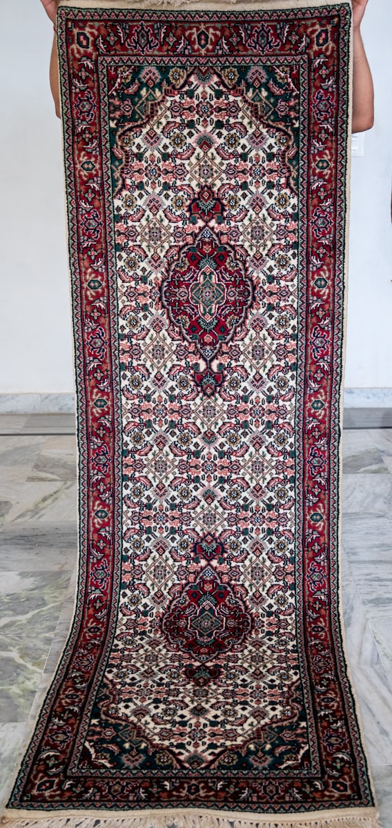 Oriental Agra Hand-Knotted Wool Hallway Runner Rug