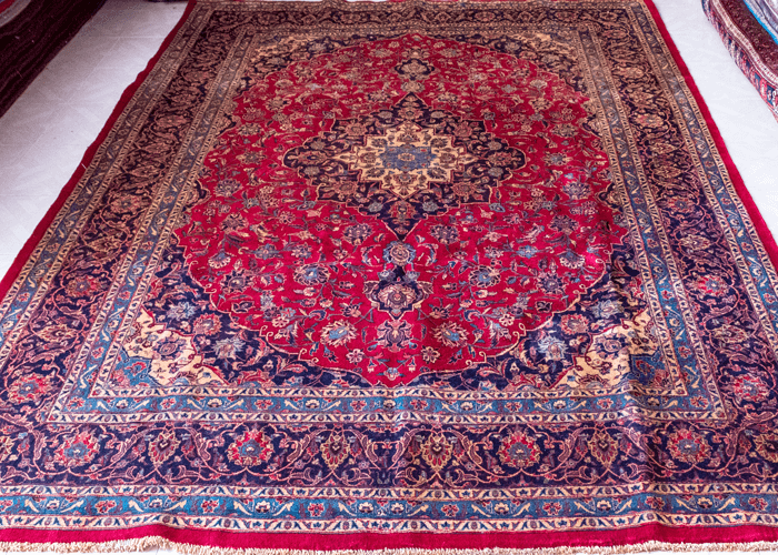 Vintage Kashan Hand-Knotted Wool Persian Rug