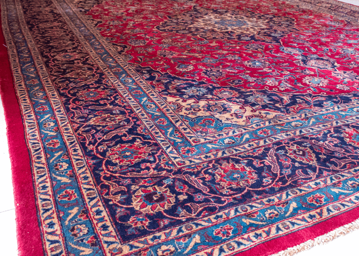 Vintage Kashan Hand-Knotted Wool Persian Rug