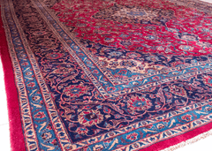 Vintage Kashan Hand-Knotted Wool Persian Rug