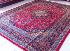 Vintage Kashan Hand-Knotted Wool Persian Rug