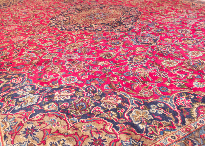 Vintage Sabzevar Hand-Knotted Wool Persian Rug