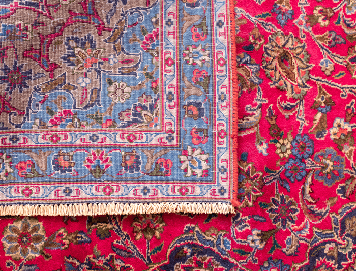 Vintage Sabzevar Hand-Knotted Wool Persian Rug