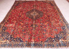 Vintage Sabzevar Hand-Knotted Wool Persian Rug