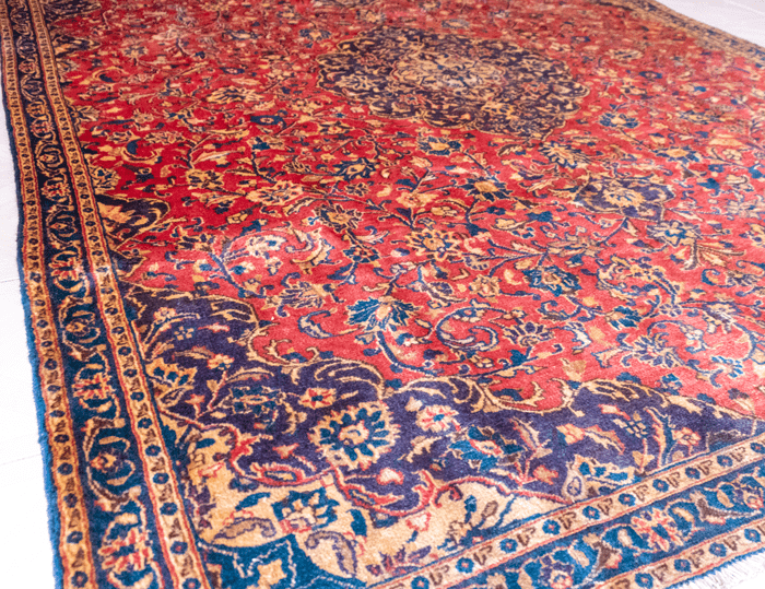 Vintage Sabzevar Hand-Knotted Wool Persian Rug