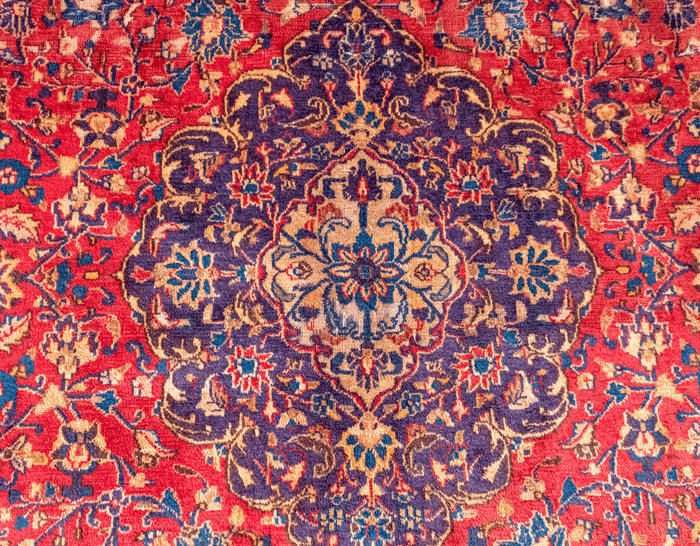 Vintage Sabzevar Hand-Knotted Wool Persian Rug