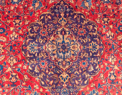 Vintage Sabzevar Hand-Knotted Wool Persian Rug