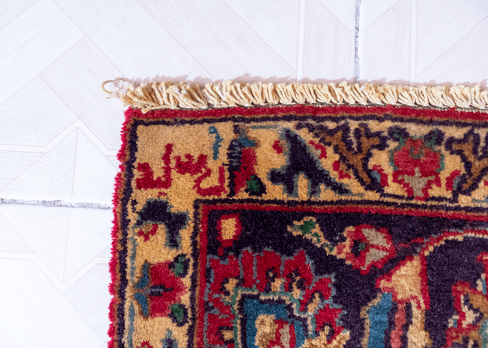 Signed Vintage Khorasan Hand-Knotted Wool Persian Rug