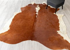 Hereford Brown And White Cowhide Rug (Size: 250 x 230 CM)