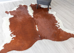 Hereford Brown And White Cowhide Rug (Size: 240 x 210 CM)