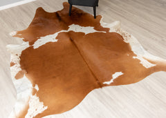 Brown And White Cowhide Rug (Size: 230 x 220 CM)