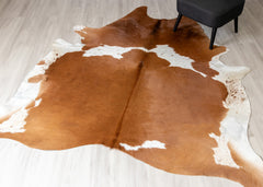 Brown And White Cowhide Rug (Size: 230 x 220 CM)