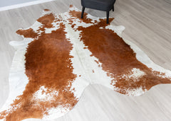 Brown And White Cowhide Rug (Size: 230 x 210 CM)