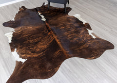 Dark White Spine Belly Brindle Cowhide Rug (Size: 230 x 200 CM)