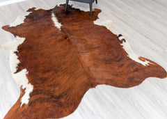 Medium White Spine Belly Brindle Cowhide Rug (Size: 230 x 200 CM)